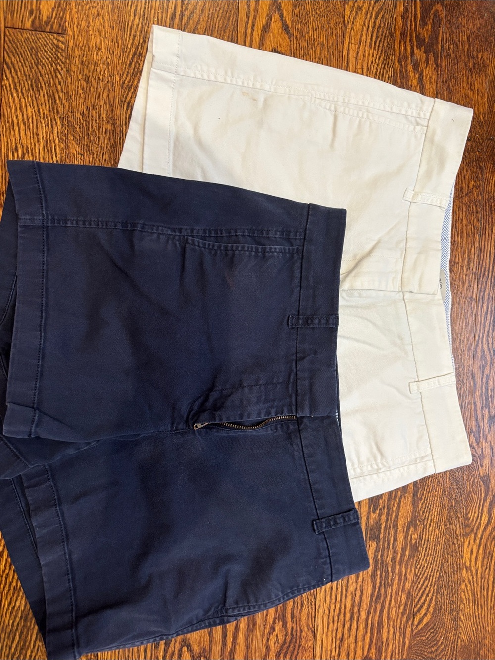 J. Crew Women's Navy and Cream Casual Shorts Duo